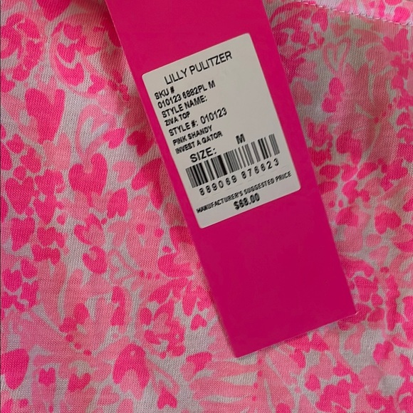 Lilly Pulitzer Pink Shandy Invest A Gator Ziva Top Size M NWT - Picture 4 of 6